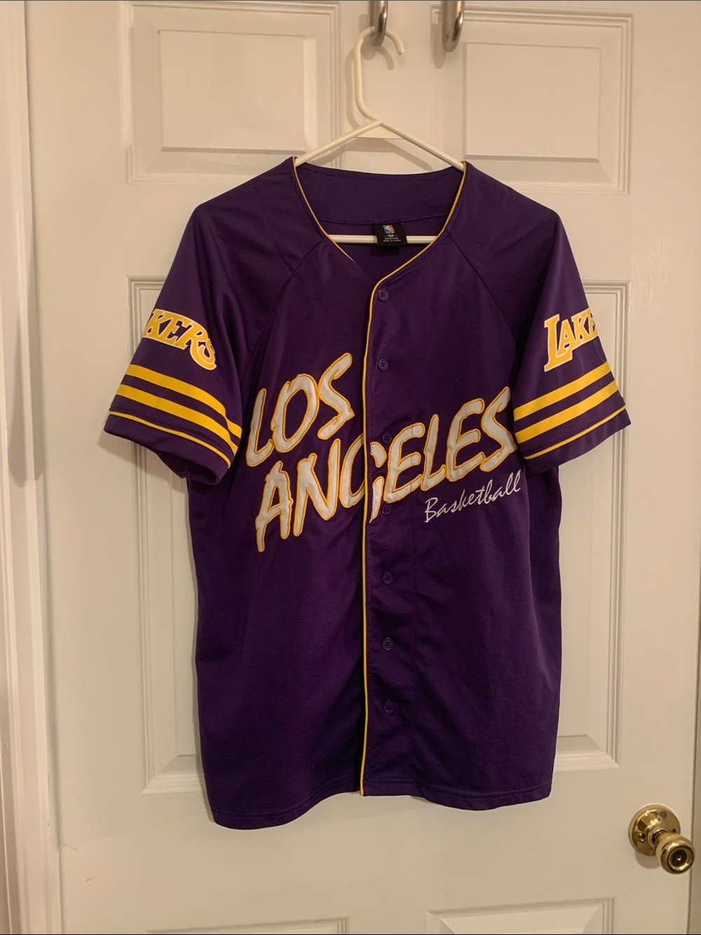 Los Angeles Lakers mesh button-down baseball jersey